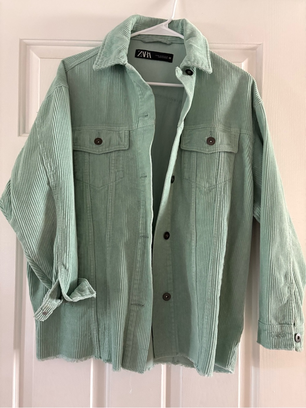 Zara Mint Green Corduroy Shacket
